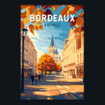 Bordeaux France Vineyard Travel Art Vintage Poster<br><div class="desc">Bordeaux retro vector travel design. Bordeaux,  hub of the famed wine-growing region,  is a port city on the Garonne River in southwestern France.</div>