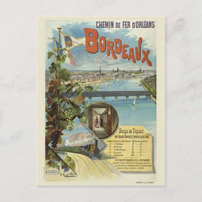 Bordeaux France Vintage Poster 1896 Postcard (Front)