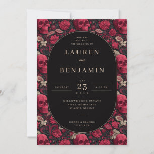 Bordeaux Gothic Paisley Wedding Invitation