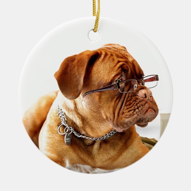 Bordeaux Mastiff, French Mastiff Bordeauxdog Gift Ceramic Tree Decoration (Front)