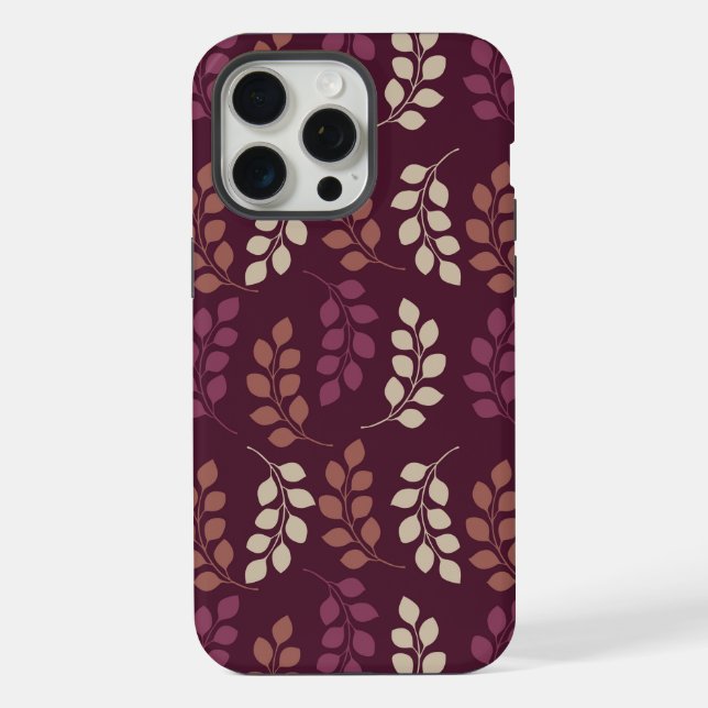 Bordeaux Modern Botanical Japandi iPhone Case (Back)