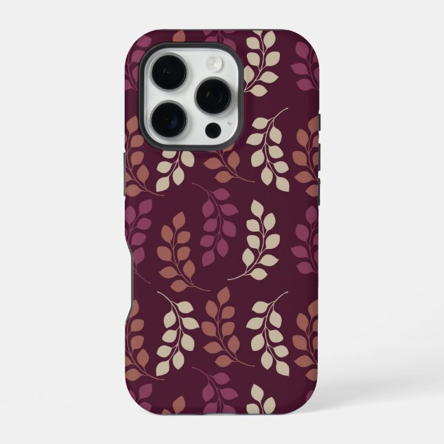 Bordeaux Modern Botanical Japandi iPhone Case (Back)