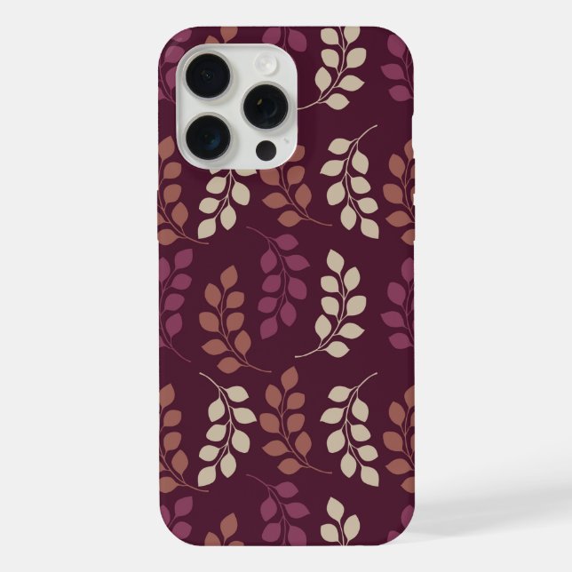 Bordeaux Modern Botanical Japandi iPhone Case (Back)