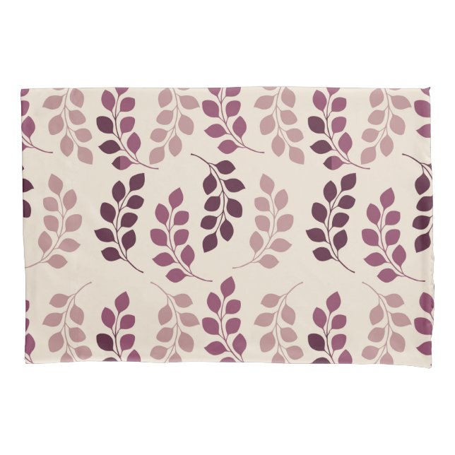Bordeaux Modern Botanical Japandi Pillowcase (Front-Left)