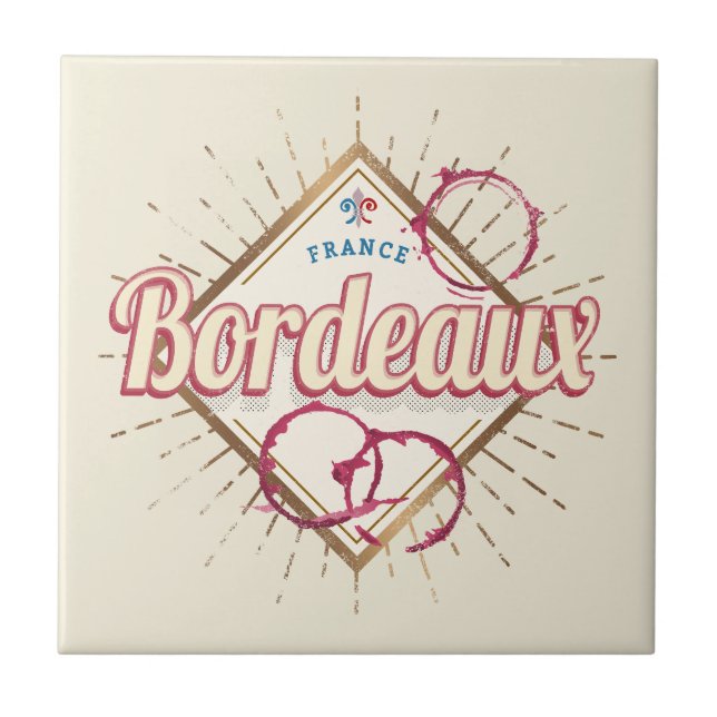 Bordeaux Nouvelle-Aquitaine France Retro Wine Ceramic Tile (Front)