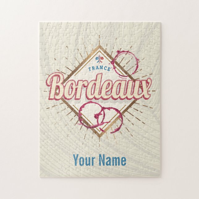 Bordeaux Nouvelle-Aquitaine France Retro Wine Jigsaw Puzzle (Vertical)