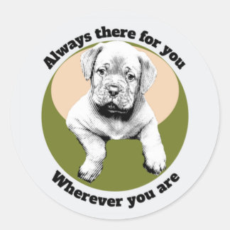 Bordeaux puppy-pug classic round sticker