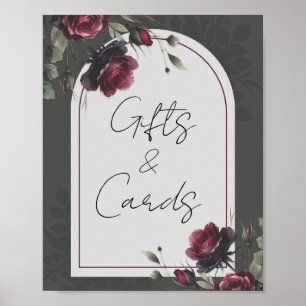 Bordeaux Red Roses Floral Gifts & Cards Table Sign