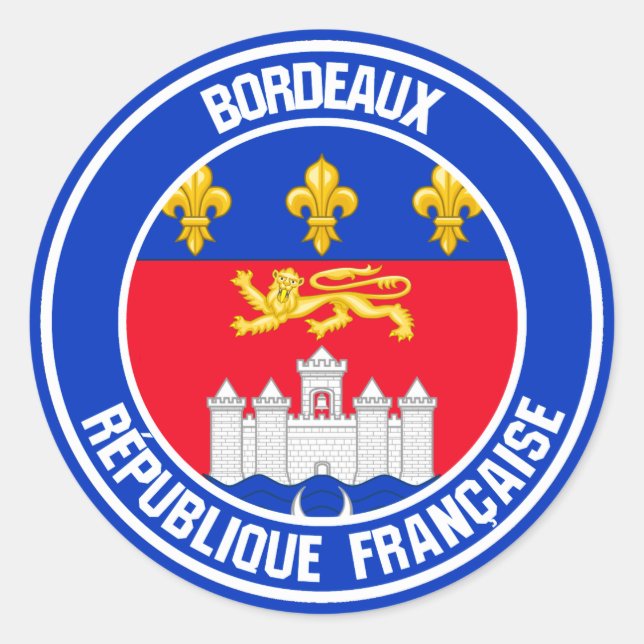 Bordeaux Round Emblem Classic Round Sticker (Front)