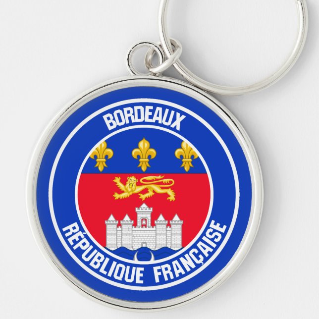 Bordeaux Round Emblem Key Ring (Front)