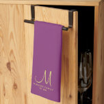 Bordeaux Solid Colour Gold Family Name Monogram Tea Towel<br><div class="desc">Custom Upload Add Your Photo or Logo Text Elegant Modern Cute Monogram Kitchen & Dining / Table & Kitchen Linens/ Initial Family Name Template Gold Monogram Bordeaux Solid Colour Kitchen Towel.</div>