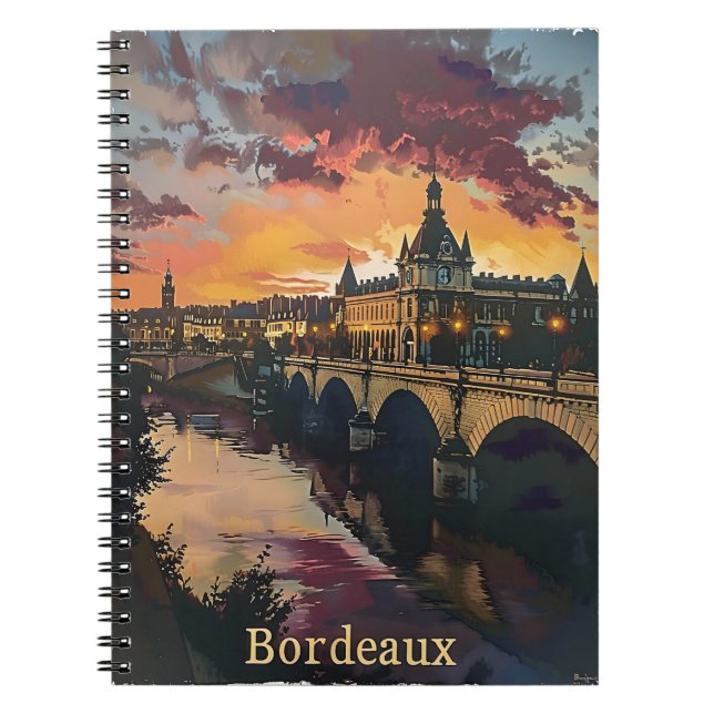 Bordeaux Twilight: Sunset Symphony Purple Clouds Notebook (Front)