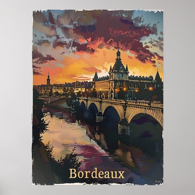 Bordeaux Twilight: Sunset Symphony Purple Clouds Poster (Front)