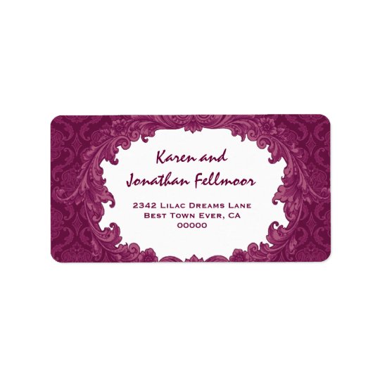 Bordeaux Vintage Curlicue Damask S463 Address Label