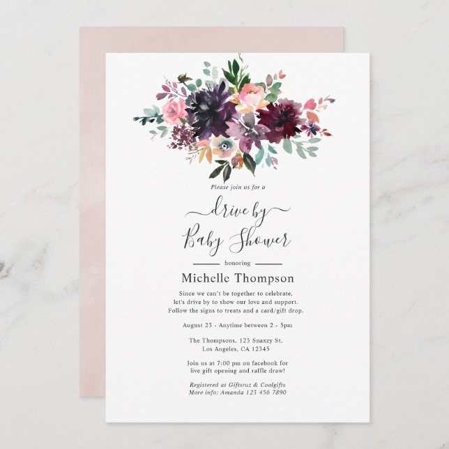 Bordeaux Wine Drive By Bridal or Baby Shower Invitation (Front/Back)