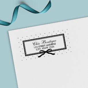 Border and Ribbon Polka Dot Business Address Self-inking Stamp