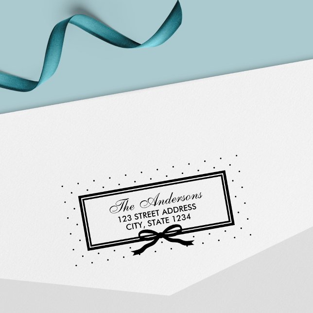 Border and Ribbon Polka Dot Family Address Self-inking Stamp (Creator Uploaded)