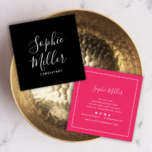 Border Calligraphy Social Media Editable Color Square Business Card