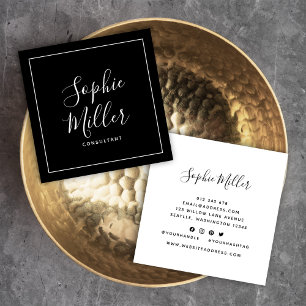 Border Calligraphy Social Media Editable Colour Square Business Card