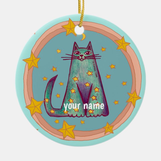 Border Cat Ceramic Ornament (Front)