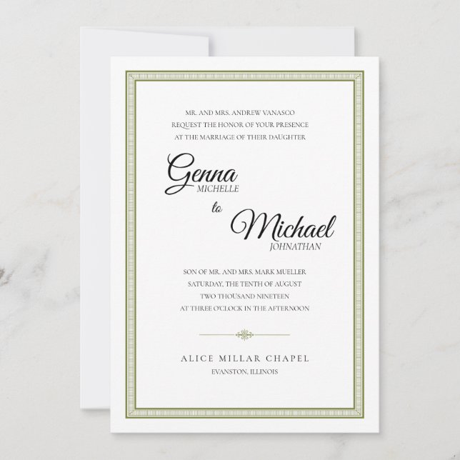 Border Classic Wedding Invitation (Front)