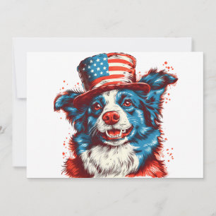 Border colie with an American flag hat Thank You Card