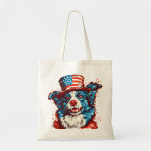 Border colie with an American flag hat Tote Bag