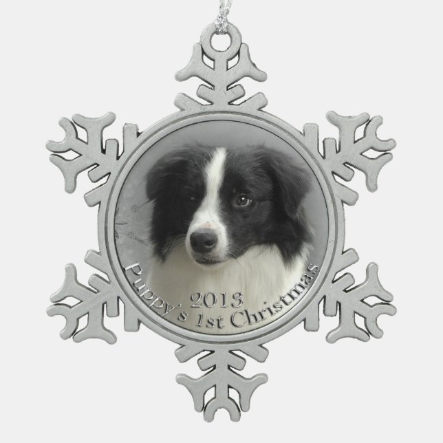 Border Collie 1st Christmas Ornament (Front)