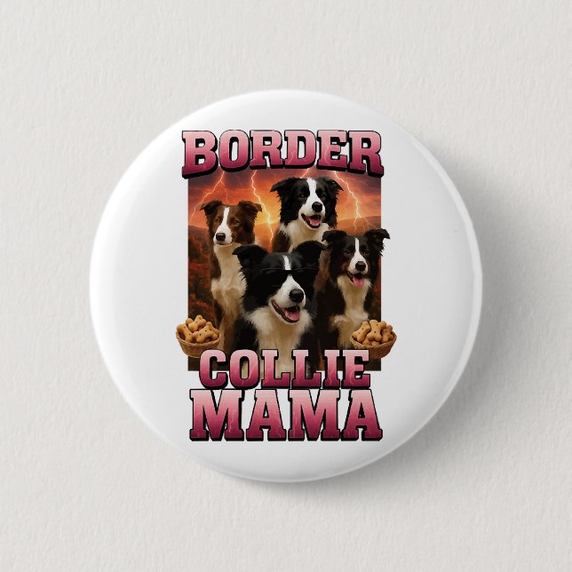 Border Collie  6 Cm Round Badge (Front)