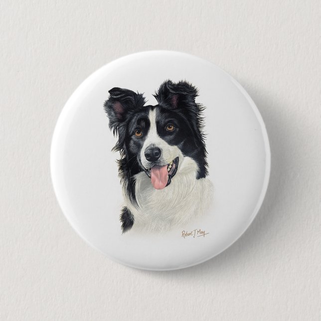 Border Collie 6 Cm Round Badge (Front)