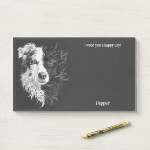Border Collie Abstract Art Dog Name  Post-it Notes