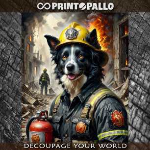 Border Collie acting as a Firefighter -  Tissue Paper