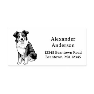 Border Collie Address Personalize Rubber Stamp