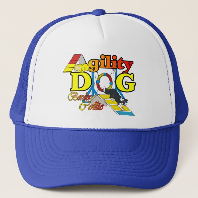 Border Collie Agility Gifts Trucker Hat (Front)