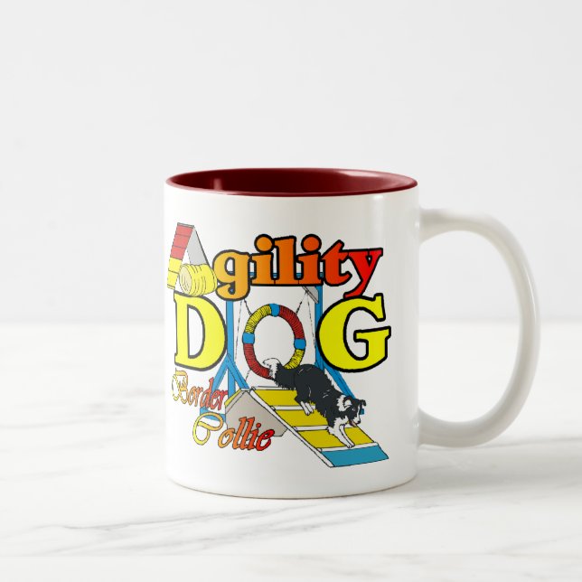 Border Collie Agility Gifts Two-Tone Coffee Mug (Right)