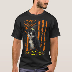 Border Collie American Usa Flag Funny Halloween Do T-Shirt