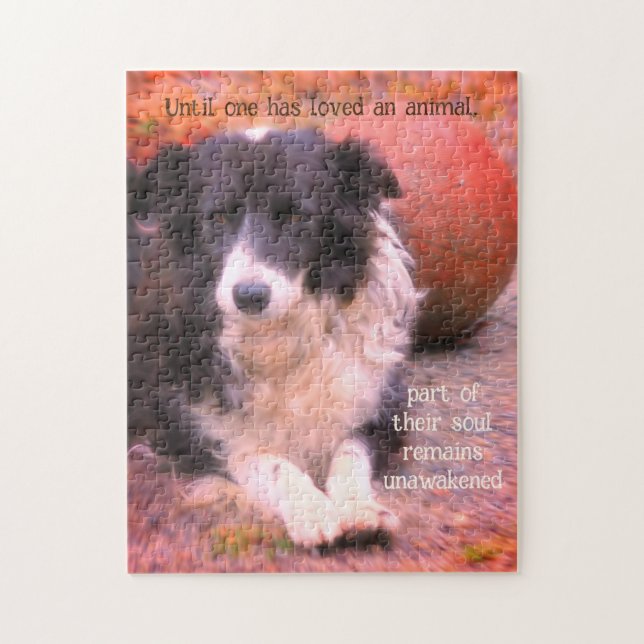 Border Collie And Ball Dog Art Inspirational Jigsaw Puzzle (Vertical)