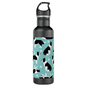 Border Collie and Paw Print 710 Ml Water Bottle
