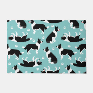 Border Collie and Paw Print Doormat