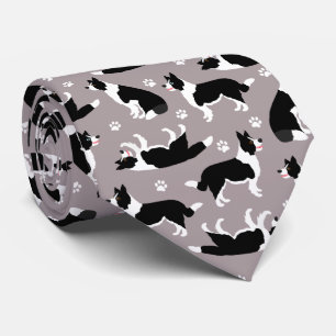 Border Collie and Paw Print Neck Tie