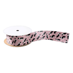 Border Collie and Paw Print Satin Ribbon
