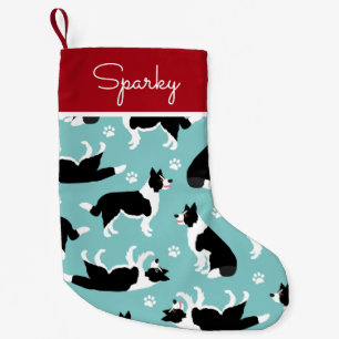 Border Collie and Paw Print Small Christmas Stocking