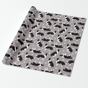 Border Collie and Paw Print Wrapping Paper