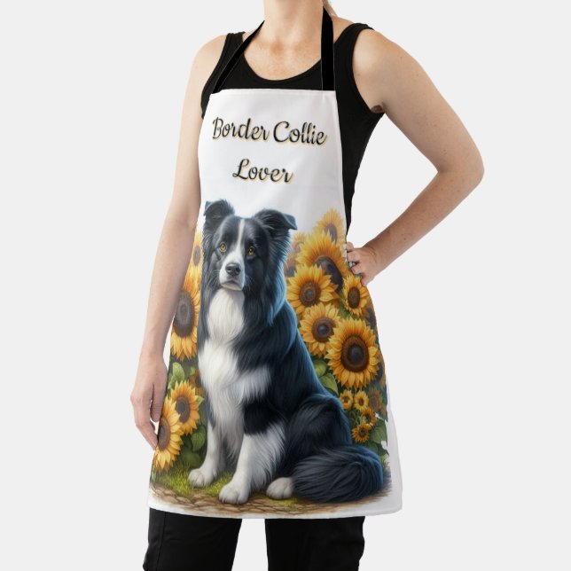 Border Collie and Sunflowers Love Dog  Apron (Insitu)