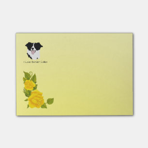 Border Collie and Yellow Roses Post-it Notes