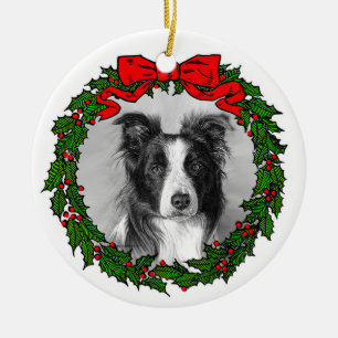 Border Collie Art by Glenda S. Harlan Ceramic Ornament