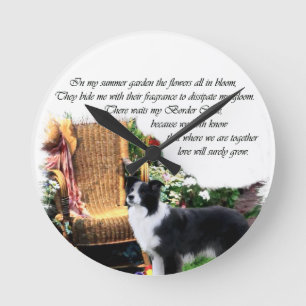 Border Collie Art Gifts Round Clock