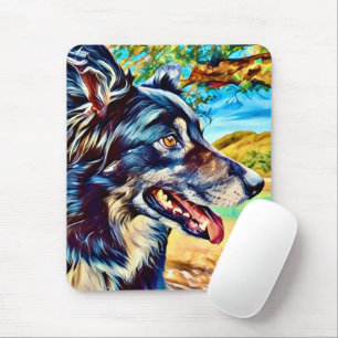 Border Collie Artistic Portrait Scenic Landscape Mouse Pad