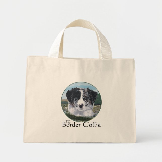 Border Collie at Work Mini Tote Bag (Front)