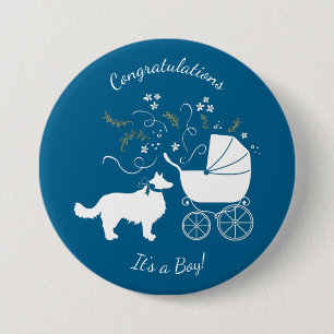 Border Collie Baby Shower 7.5 Cm Round Badge